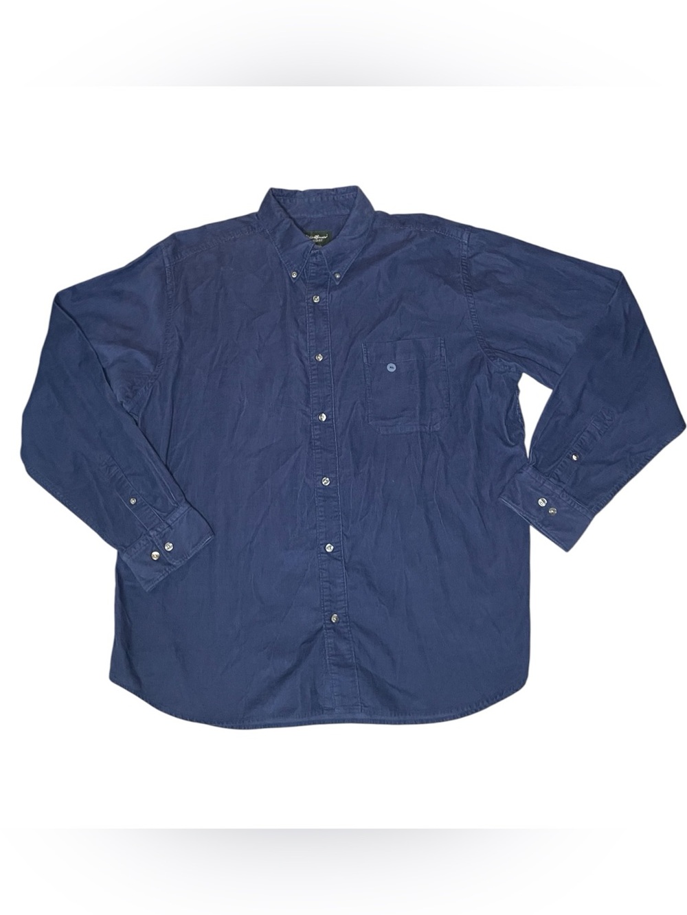 Eddie Bauer NWT Relaxed Fit Corduroy Men's Navy Button-Down Shirt-XL